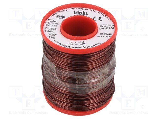 Coil wire; double coated enamelled; 1.1mm; 1kg; -65÷200°C