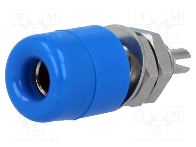 Socket; 4mm banana; 32A; 60VDC; blue; nickel plated; insulated