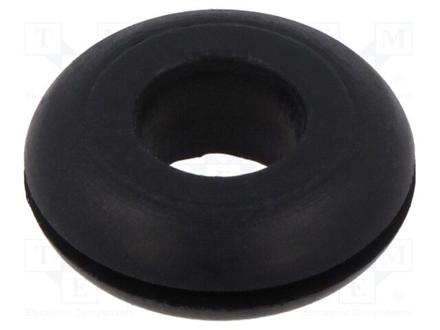 Grommet; Ømount.hole: 15.88mm; Øhole: 9.52mm; rubber; black