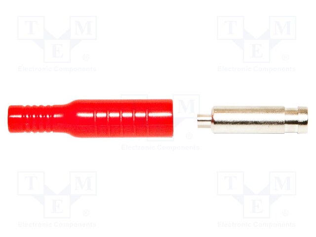 Plug; 4mm banana; 15A; 5kVDC; red; Plating: nickel plated