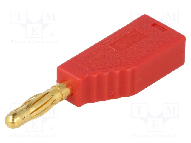 Plug; 4mm banana; 19A; red; with axial socket; Mounting: on cable