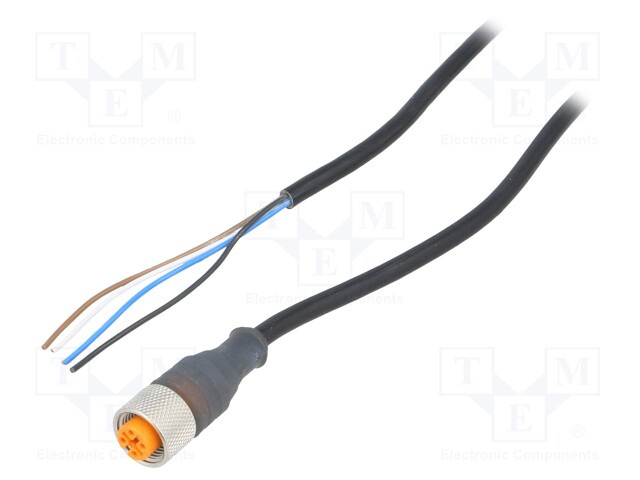 Connection lead; M12; PIN: 4; straight; 5m; plug; 240VAC; 4A; IP67