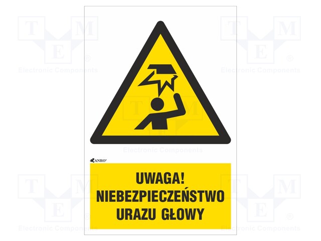 Safety sign; warning; Mat: PVC; W: 200mm; H: 300mm