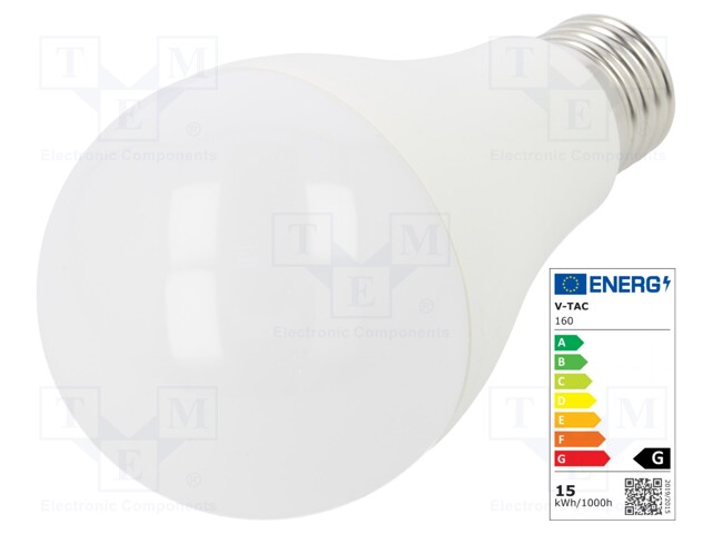 LED lamp; neutral white; E27; 220/240VAC; 1250lm; 15W; 200°