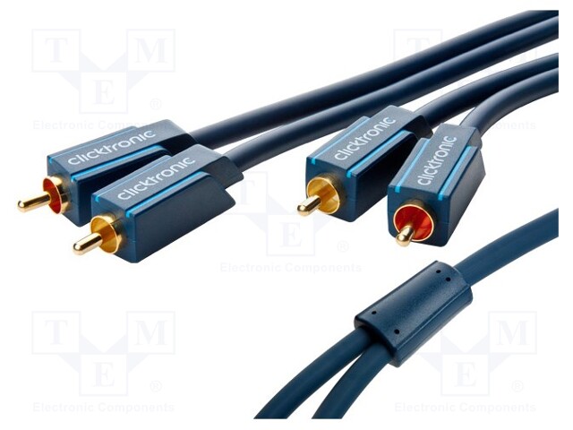 Cable; RCA plug x2,both sides; 1m; Plating: gold-plated; blue