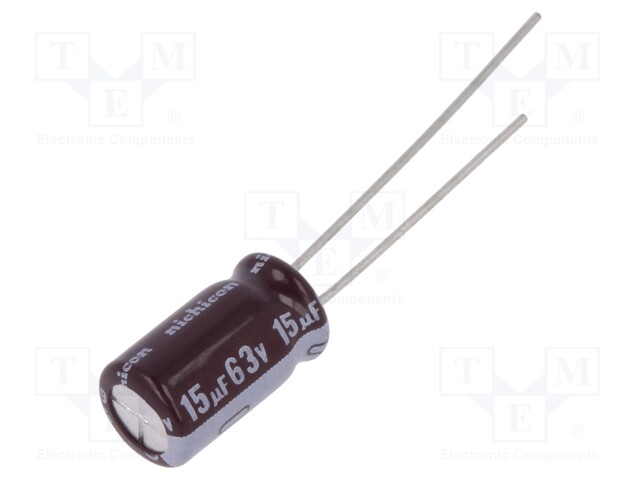 Capacitor: electrolytic; low impedance; THT; 15uF; 63VDC; ±20%