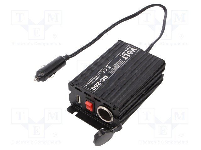 Converter: automotive dc/dc; 15A; Out: USB,car lighter socket x1