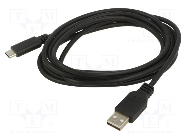 Cable; USB 3.0; USB A plug,USB C plug; 1m; black