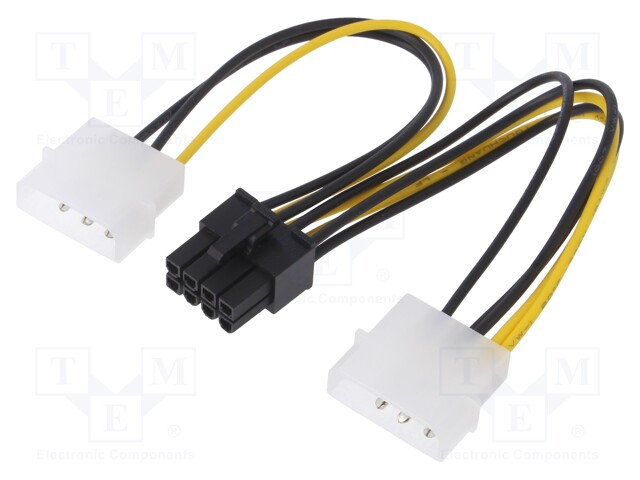 Cable: mains; Molex male x2,PCI-E 8pin female; 0.15m