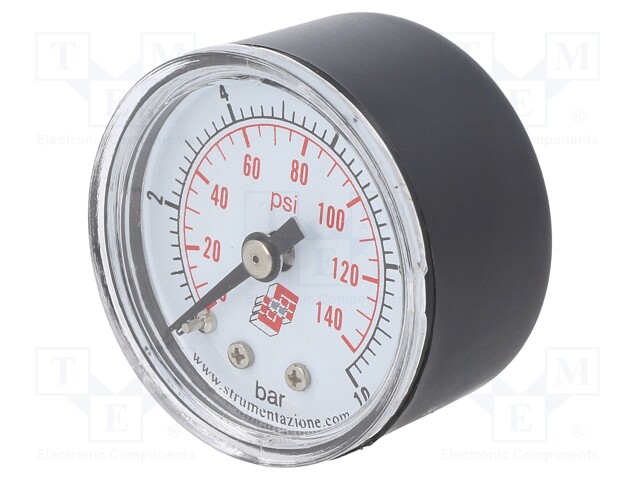 Manometer; Working pressure: 0÷10bar; 40mm; Enclos.mat: plastic