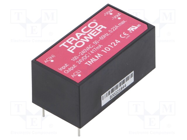 Converter: AC/DC; 10W; Uout: 24VDC; Iout: 417mA; 80%; Mounting: PCB