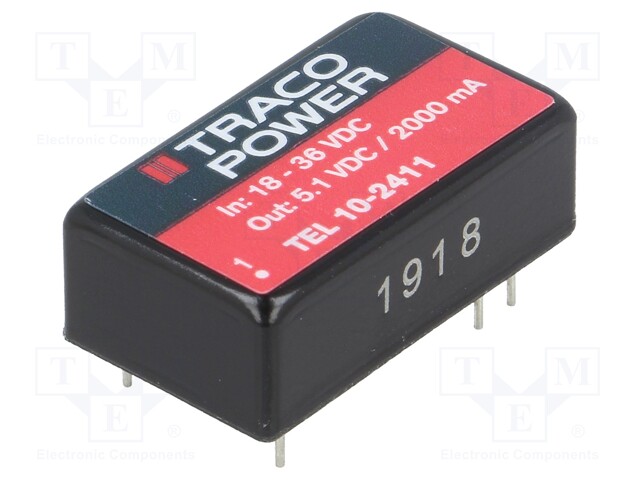 Converter: DC/DC; 10W; Uin: 18÷36V; Uout: 5.1VDC; Iout: 2000mA; DIP16