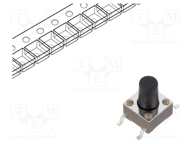 SWITCH, TACTILE, SPST, 50mA, 12VDC