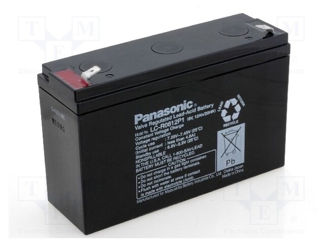 Re-battery: acid-lead; 6V; 12Ah; AGM; maintenance-free