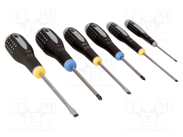 Kit: screwdrivers; Pozidriv®,slot; ERGO®; 6pcs.