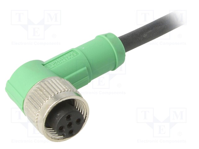 Connection lead; M12; PIN: 5; angled; 3m; plug; 60VAC; 4A; -25÷90°C