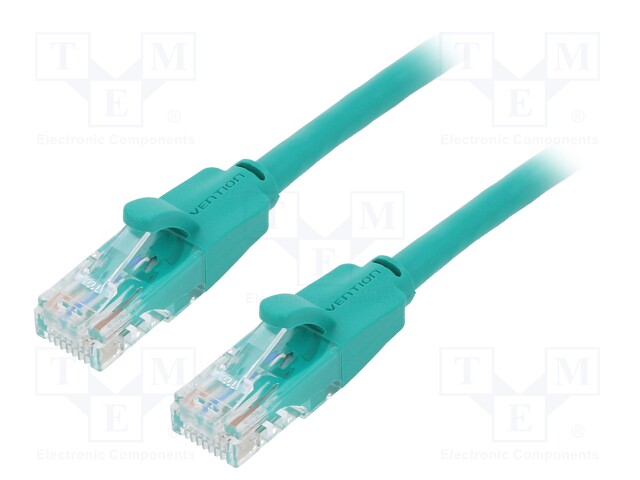 Patch cord; U/UTP; 6; CCA; PVC; green; 1m; RJ45 plug,both sides