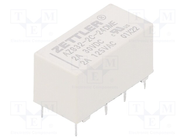 Relay: electromagnetic; DPDT; Ucoil: 24VDC; 1A/120VAC; 2A/30VDC; 3A