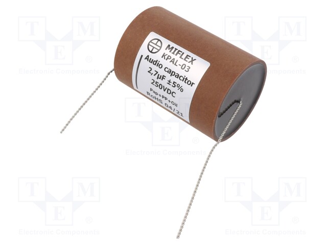 Capacitor: aluminum-polypropylene-paper; 2.7uF; 250VDC; ±5%