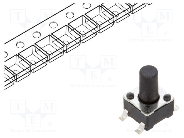 Microswitch TACT; SPST-NO; Pos: 2; 0.05A/12VDC; SMT; none; 1N; 7mm