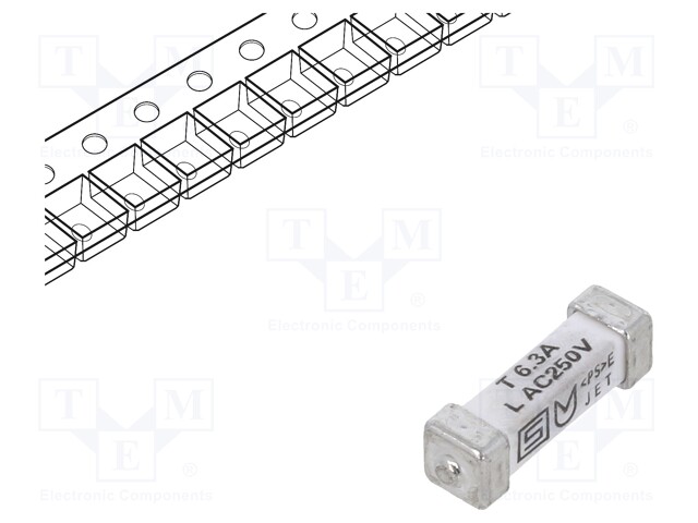 Fuse: fuse; time-lag; 6.3A; 250VAC; 125VDC; SMD; ceramic; UMT 250