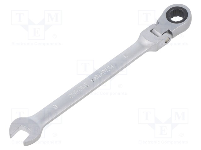 Wrench; combination spanner,with ratchet,with joint; 8mm; satin