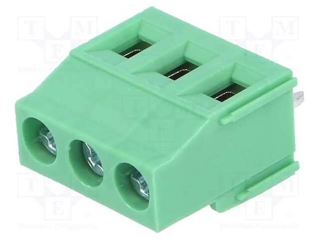 PCB terminal block; angled 90°; 5.08mm; ways: 3; on PCBs; terminal