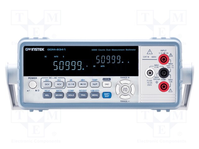 Benchtop multimeter; 2x VFD 5 digit (50000); True RMS; Plug: EU