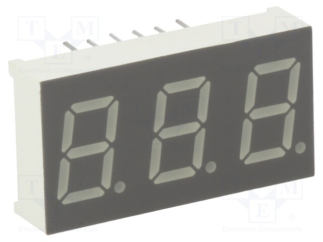 Display: LED; 7-segment; 10.2mm; 0.4"; No.char: 3; red; 35÷70mcd