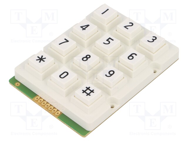 Keypad: plastic; No.of butt: 12; none; plastic; 200mΩ; 1N; 20mA