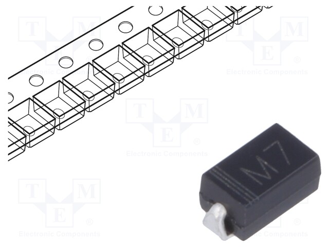 Diode: rectifying; SMD; 1kV; 1A; Package: reel,tape; SMA; Ifsm: 30A