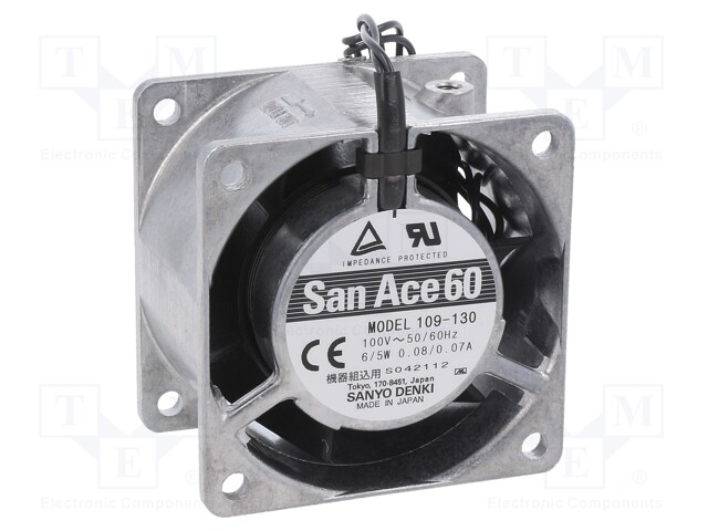 Fan: AC; axial; 60x60x38mm; 19.8m3/h; 28dBA; ball bearing; 2600rpm