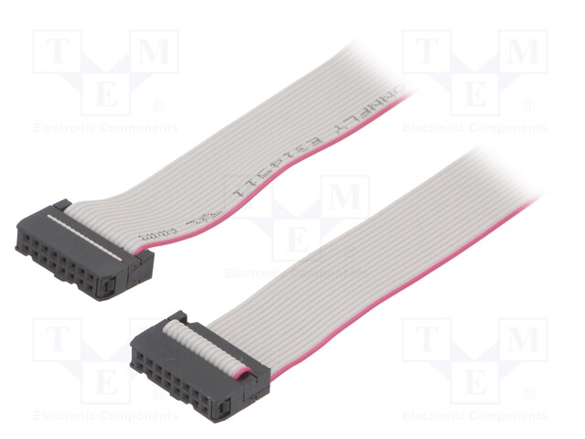 Ribbon cable with IDC connectors; 16x28AWG; Cable ph: 1.27mm