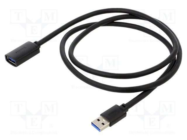 Cable; USB 3.0; USB A socket,USB A plug; 1m; black