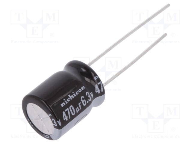 Capacitor: electrolytic; THT; 470uF; 6.3VDC; Ø10x12.5mm; Pitch: 5mm