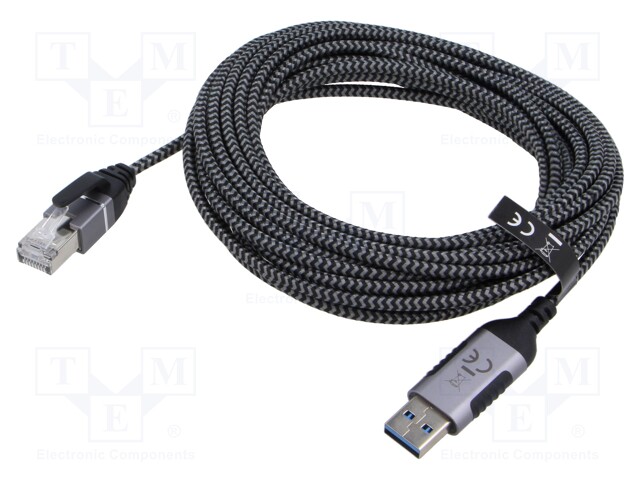 Cable; slim,USB 3.0; RJ45 plug,USB A plug; nickel plated; 5m