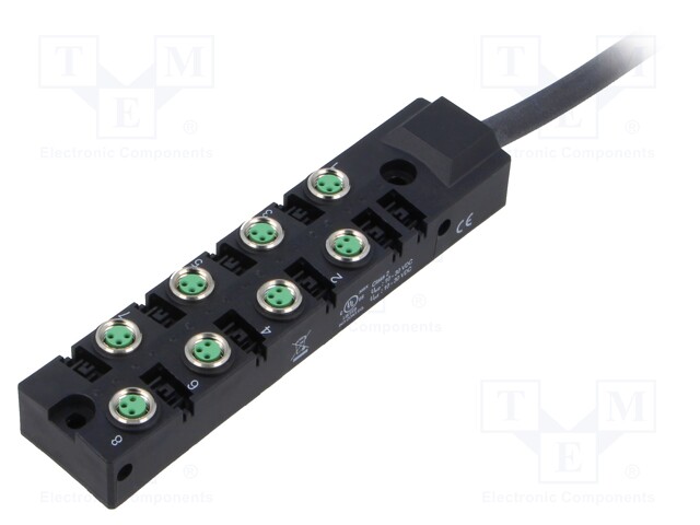 Distribution box; M8; PIN: 3; 5m; socket; 2A; -25÷80°C; PUR; IP67