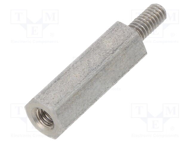 Screwed spacer sleeve; Int.thread: M2,5; 15mm; Ext.thread: M2,5