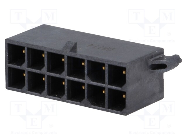 Socket; wire-board; male; Mega-Fit; 5.7mm; PIN: 12; Layout: 2x6; 23A