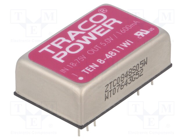 Converter: DC/DC; 8W; Uin: 18÷75V; 5VDC; Iout: 1600mA; DIP24; 18g