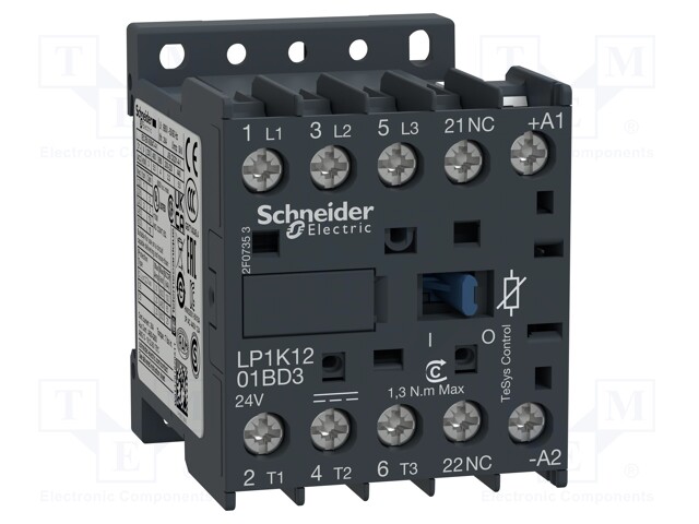 Contactor: 3-pole; NO x3; Auxiliary contacts: NC; 24VDC; 12A