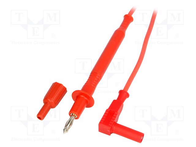 Test lead; 12A; probe tip,banana plug 4mm; with protection; red