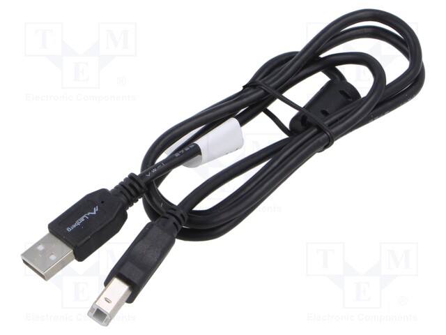 Cable; USB 2.0; USB A plug,USB B plug; gold-plated; 1m; black; box