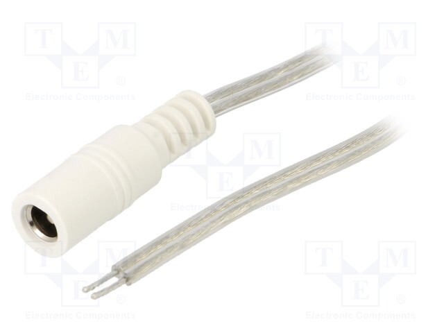 Cable; wires,DC 5,5/2,5 socket; straight; 0.5mm2; transparent
