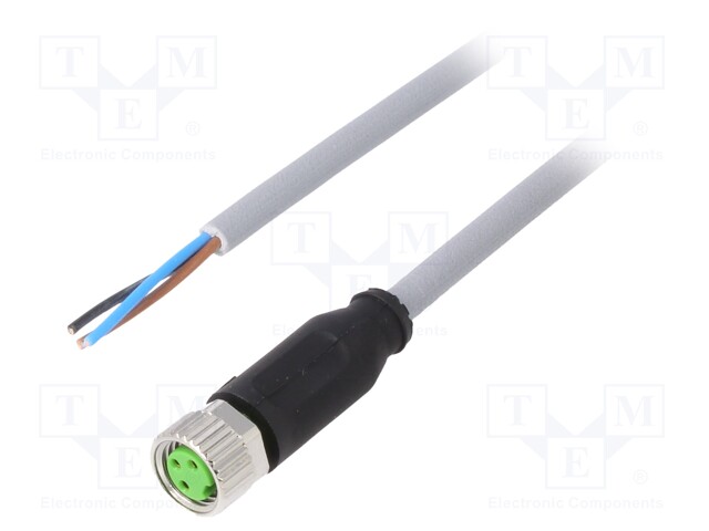 Connection lead; M8; PIN: 3; straight; 5m; plug; 50VAC; 4A; -40÷80°C