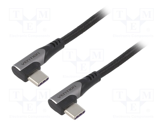 Cable; USB 2.0; USB C angled plug,both sides; 0.5m; black; 100W