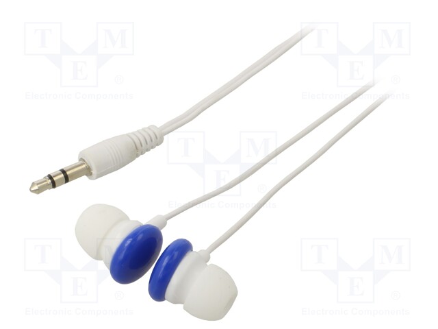 Headphones; white,blue; Jack 3,5mm; in-ear; 50Hz÷18kHz; 1.2m