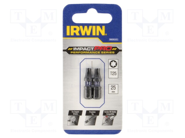 Screwdriver bit; Torx®; TX25; Mounting: 1/4" (C6,3mm); 2pcs.