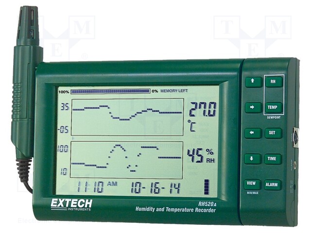 Data logger; temperature,humidity; ±1°C; ±3%; 129x195x22mm; 357g