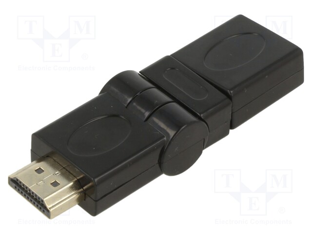 Adapter; HDMI socket,HDMI plug movable ±90°; black